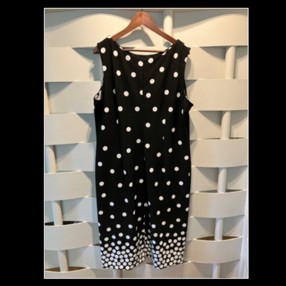 Maya Brooke Black & White Polka Dot Sleeveless Midi Dress 18 - Picture 2 of 6